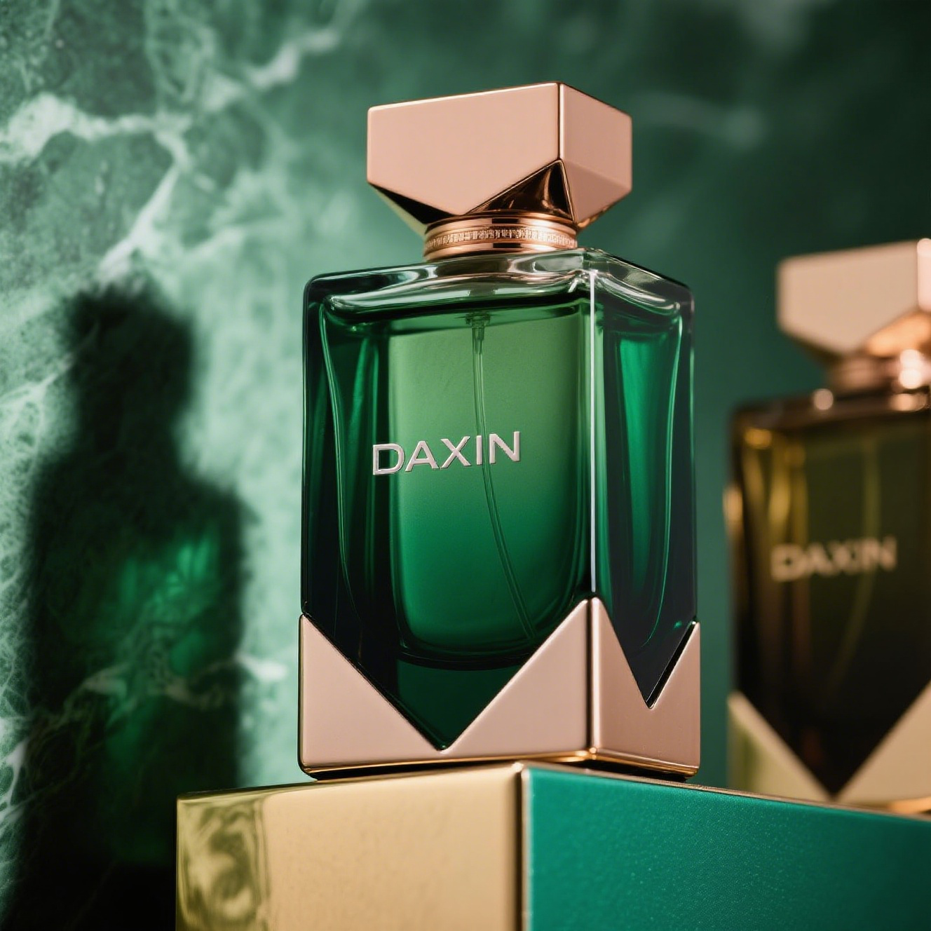 Rectangle 30ml 50ml 100ml Refill Green Spray Bottle Unique Glass Perfume Empty Glass Bottles Luxury