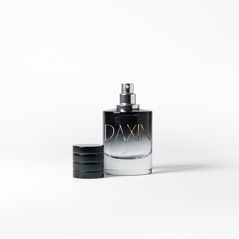 Customized Gradient Color 30ml 50ml 100ml Cylinder Perfume Glass Bottle with Black Cap Spray Pump