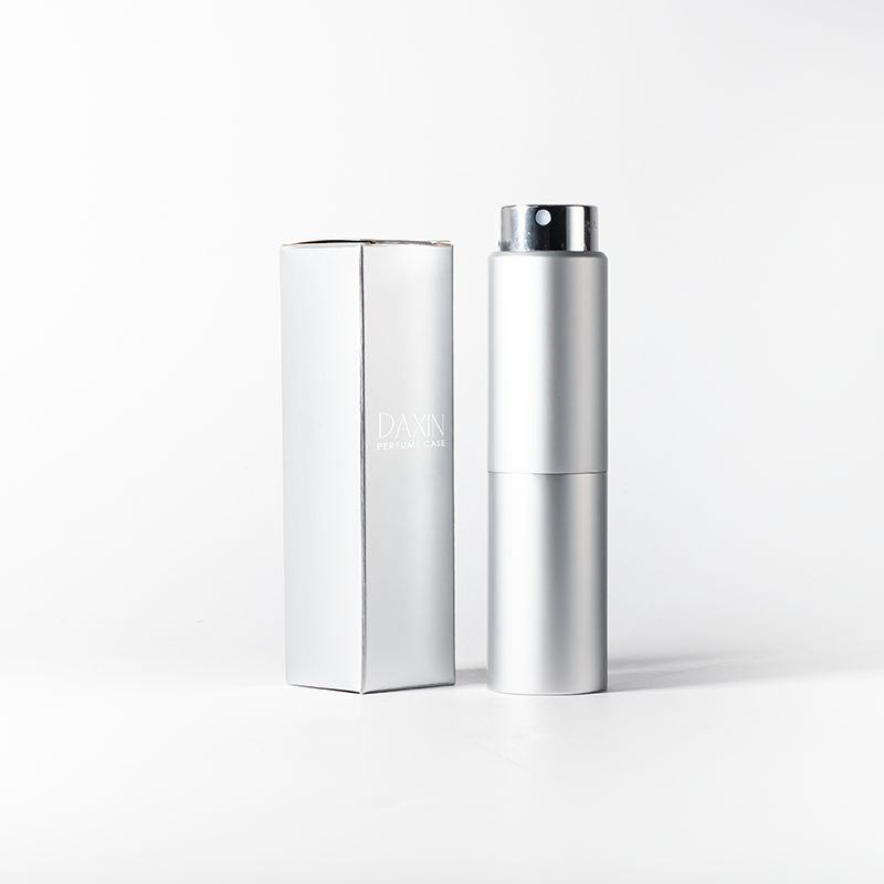 20ml Black Silver Aluminum Tube Cylinder Twist-up Pocket Perfume Atomizer Bottle Case
