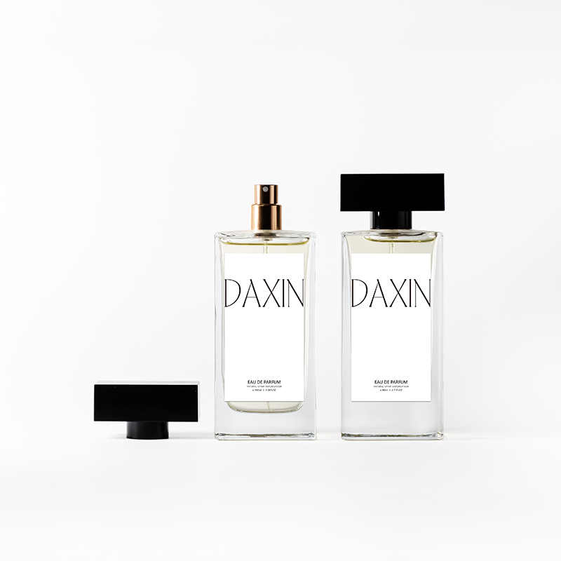 Luxury Cube 50ml 100ml 60ml 80ml Botol Parfum Square Perfume Bottle with Black Cap and Box