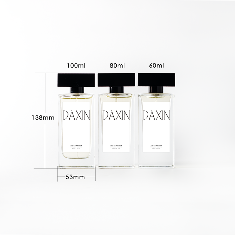 Luxury Cube 50ml 100ml 60ml 80ml Botol Parfum Square Perfume Bottle with Black Cap and Box