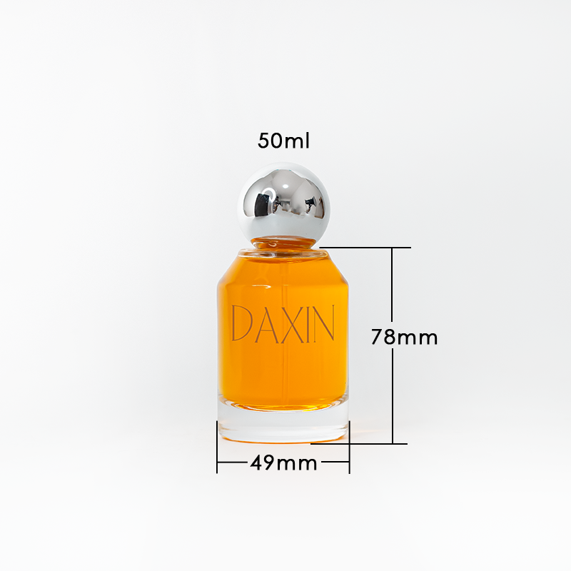 Thick Bottom Glass Clear Perfume Bottle with Spherical Cap Resin Lid and Black Paper Tube Box