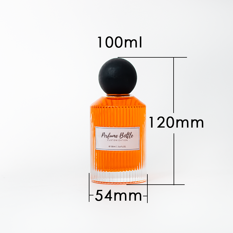 Luxury 30ml/50ml/100ml Vertical Stripes Clear Perfume Bottle with Round Wooden Cap and Gift Box