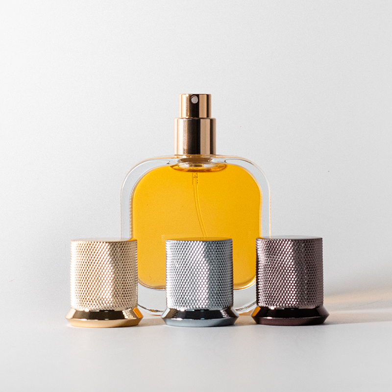 Cosmetic Round Corner Square 30ml 50ml 100ml Thick Bottom Spray Perfume Bottle with New Zinc Alloy Lids