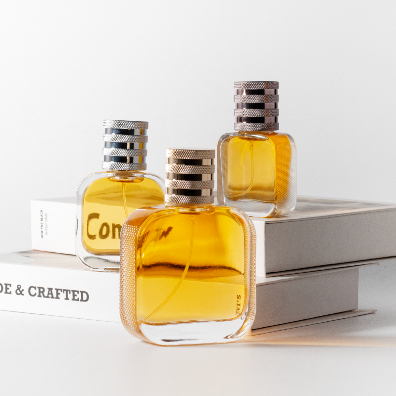 30ml 50ml 100ml Zinc Alloy Perfume Cap Empty Square Cologne Bottles With Crimp Sprayer