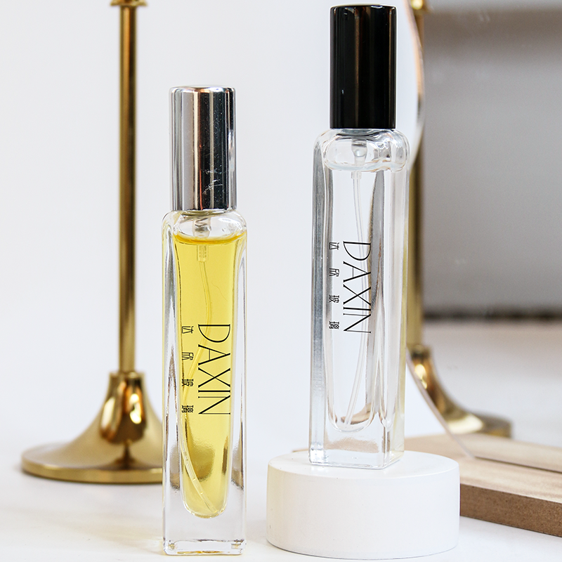 Custom Mini Tube Glass Empty Perfume Bottles 10ml 15ml Flat Shape Clear Atomizer
