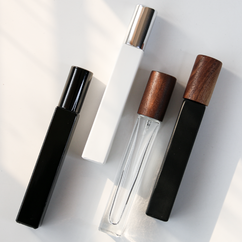 5ml 10ml 15ml Square Glass Bottle Empty Perfume Spray Bottle Atomizer with Shiny Gold Silver Cap