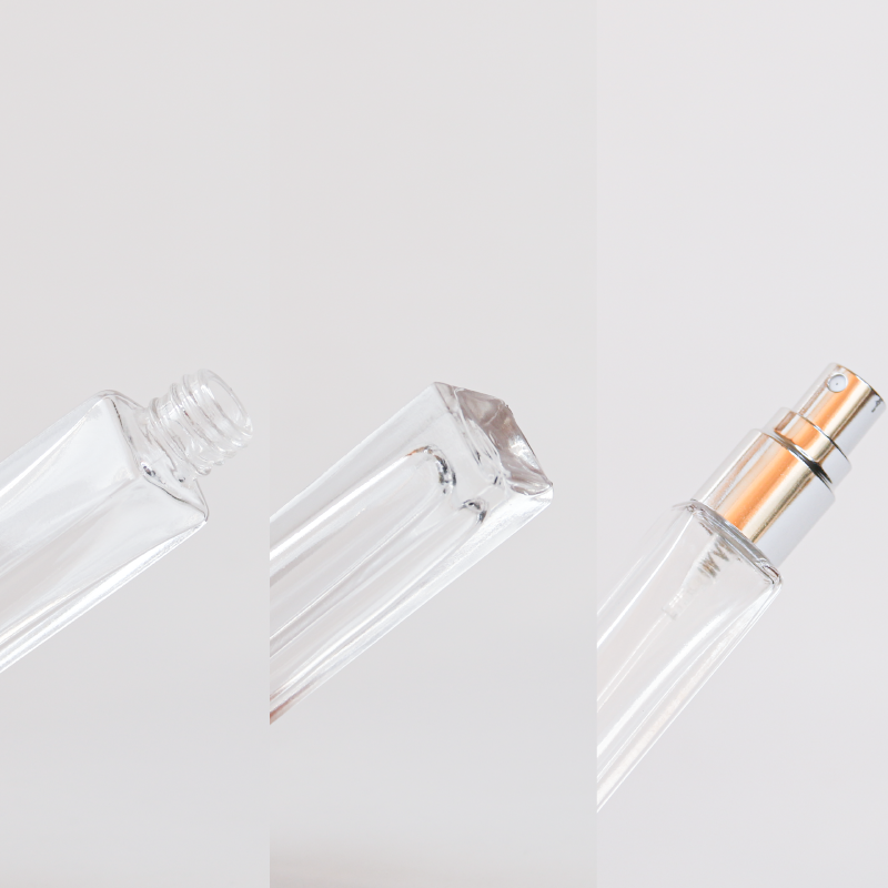 5ml 10ml 15ml Square Glass Bottle Empty Perfume Spray Bottle Atomizer with Shiny Gold Silver Cap