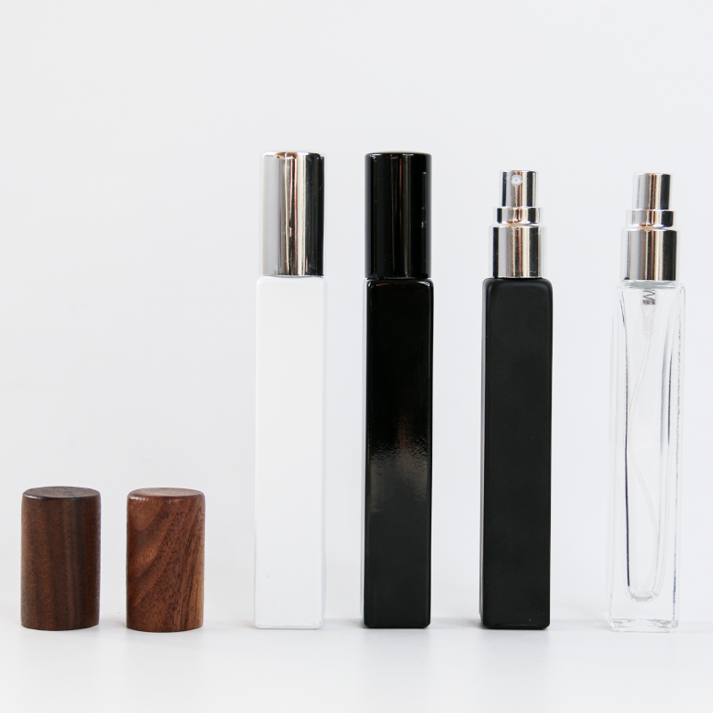 5ml 10ml 15ml Square Glass Bottle Empty Perfume Spray Bottle Atomizer with Shiny Gold Silver Cap