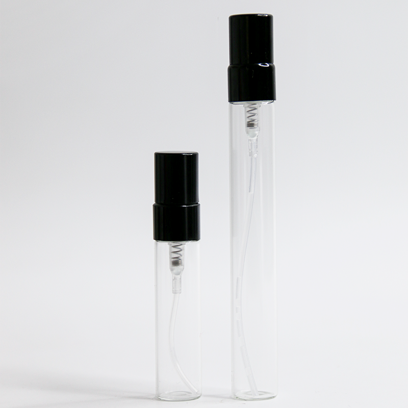 Luxury Cosmetics Mini 3ml 5ml 10ml Cylinder Refillable Clear Empty Perfume Sample Glass Bottles with Box