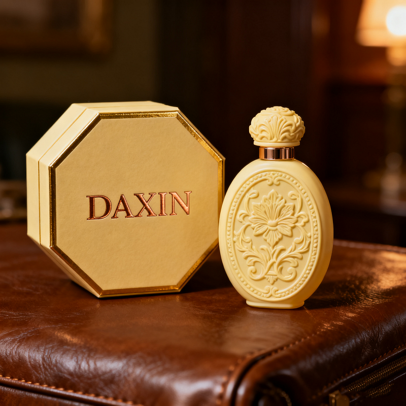 Flacons de parfum de luxe DAXIN personnalisables, de forme ovale, avec pompe vaporisatrice, disponibles en 30 ml, 50 ml et 100 ml.