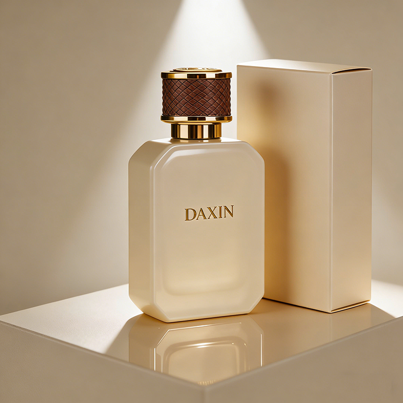 Unique Colored Green 50ml Square Perfume Glass Bottles with Gift Box Portable Leather Cover Cap