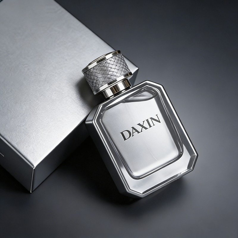 Unique Colored Green 50ml Square Perfume Glass Bottles with Gift Box Portable Leather Cover Cap