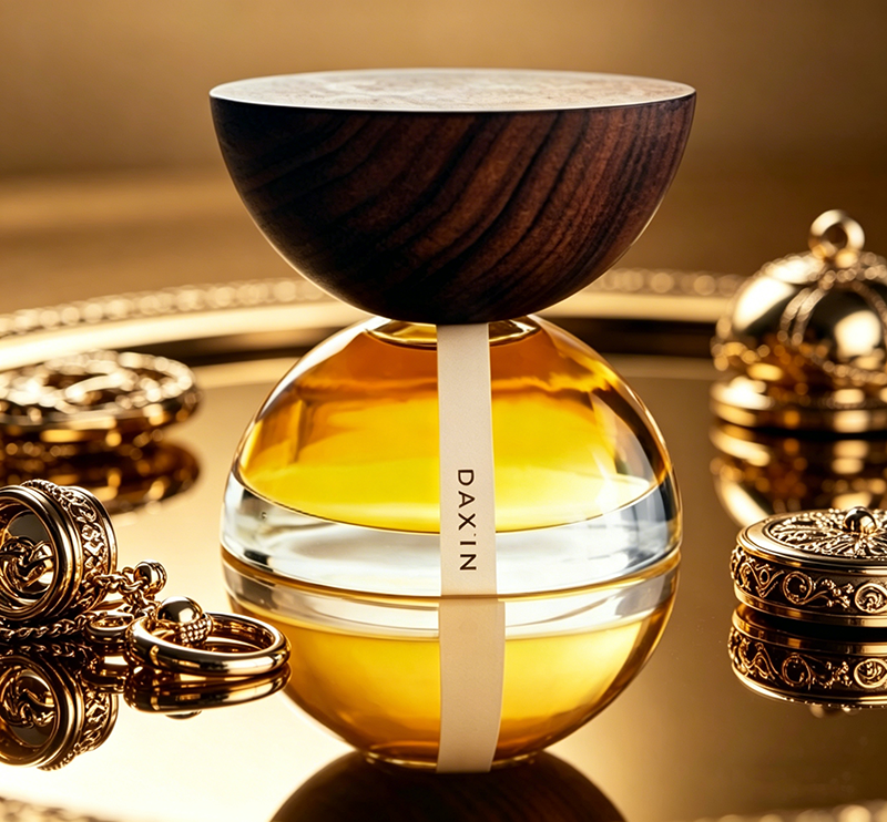 Luxury Empty Refillable Bottle Elegant 100ml Semi Oval Glass Perfume Bottle with Wooden Cap and Label Gift Box