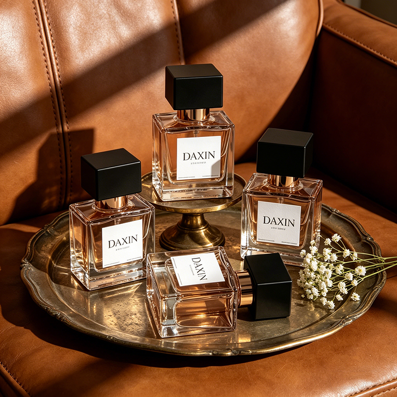 30ml 50ml 100ml Custom Color Flat Square Crystal Glass Perfume Bottle with Luxury Elegant Crimp Spray Top