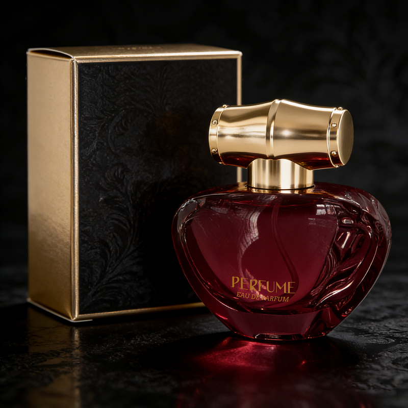Custom Clear Red Black Color Apple Shape Perfume Bottle 30ml 50ml 100ml Cologne Bottle with Bamboo Ring Cap