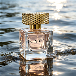 50 ml durchsichtige, leere Kosmetik-Parfümflasche aus Glas, flach, quadratisch, Nachfüllpackung mit goldenem Verschluss