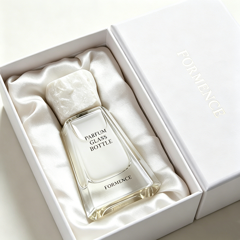 Unique Design Glass Perfume Bottle 30ml Refillable Perfume Bottle with Premium Stone Cap Custom Gift Box