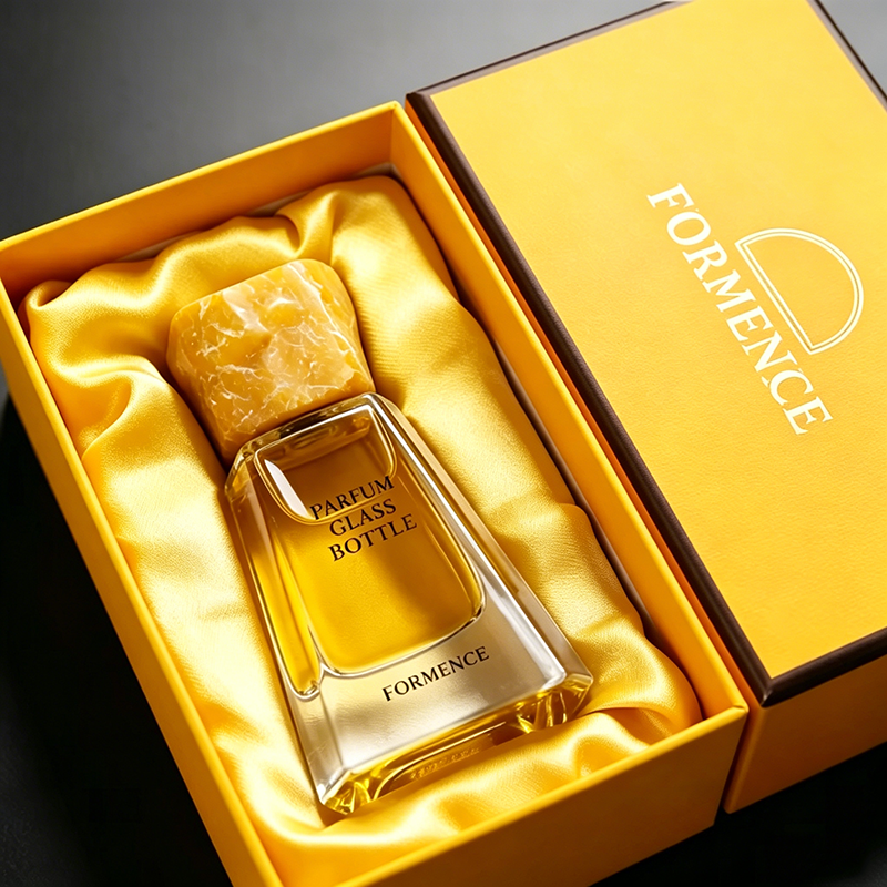 Unique Design Glass Perfume Bottle 30ml Refillable Perfume Bottle with Premium Stone Cap Custom Gift Box