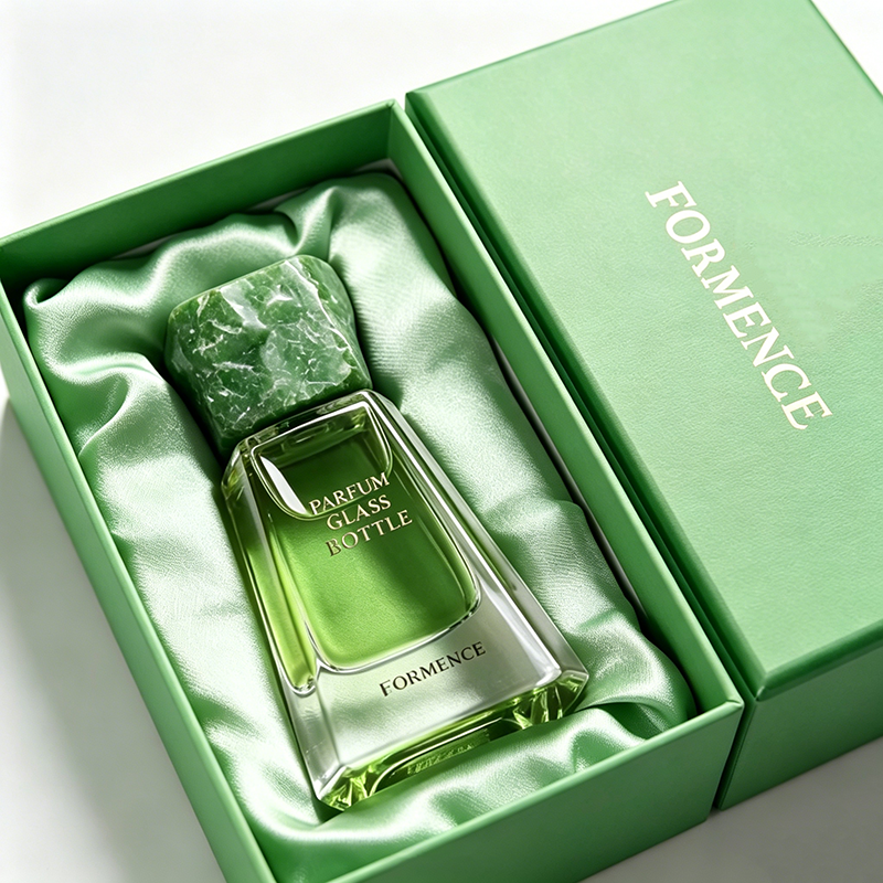 Unique Design Glass Perfume Bottle 30ml Refillable Perfume Bottle with Premium Stone Cap Custom Gift Box