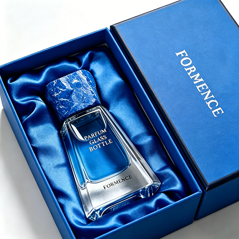 Unique Design Glass Perfume Bottle 30ml Refillable Perfume Bottle with Premium Stone Cap Custom Gift Box