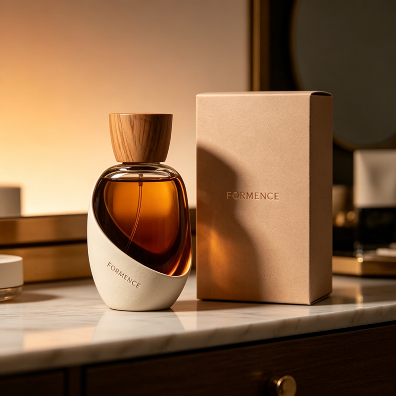 Modern Style Customizable Eco-Friendly Glass Perfume Cologne Bottle with Natural Wooden Cap
