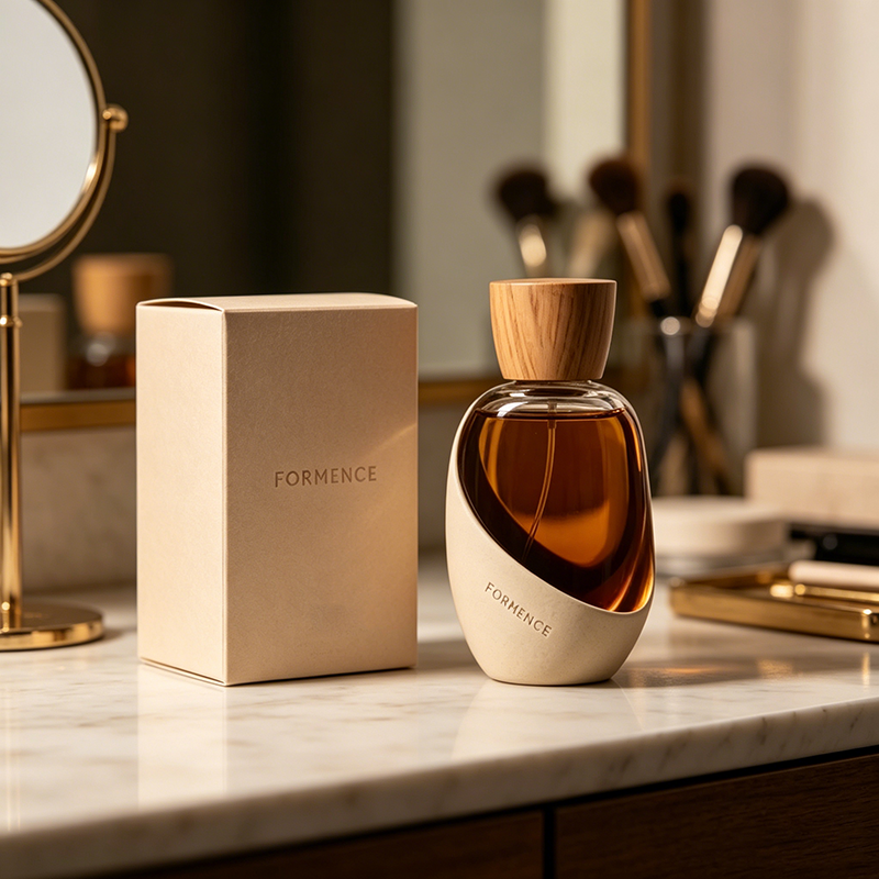Modern Style Customizable Eco-Friendly Glass Perfume Cologne Bottle with Natural Wooden Cap