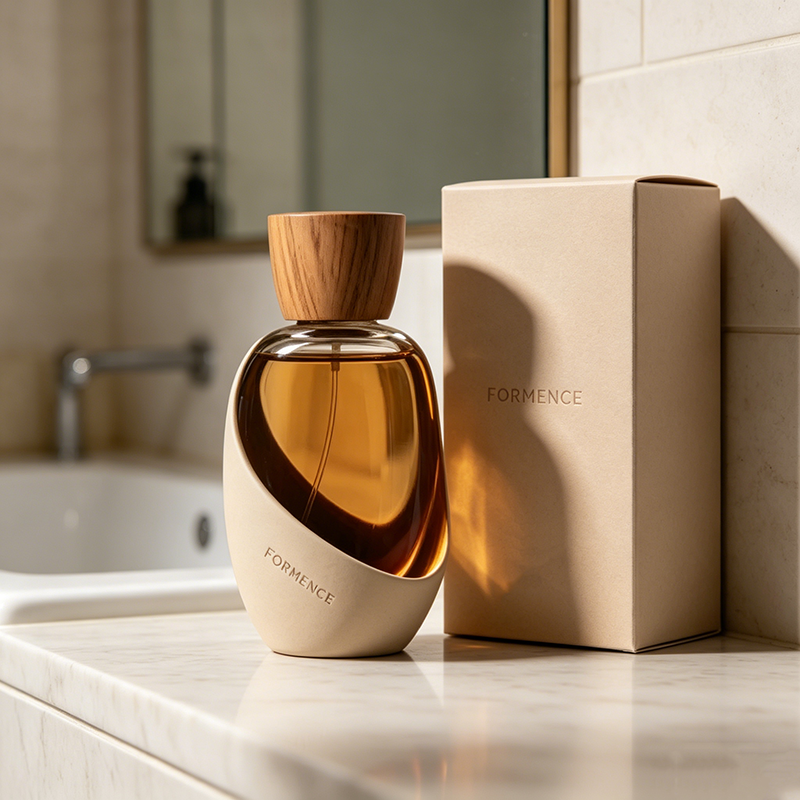 Modern Style Customizable Eco-Friendly Glass Perfume Cologne Bottle with Natural Wooden Cap