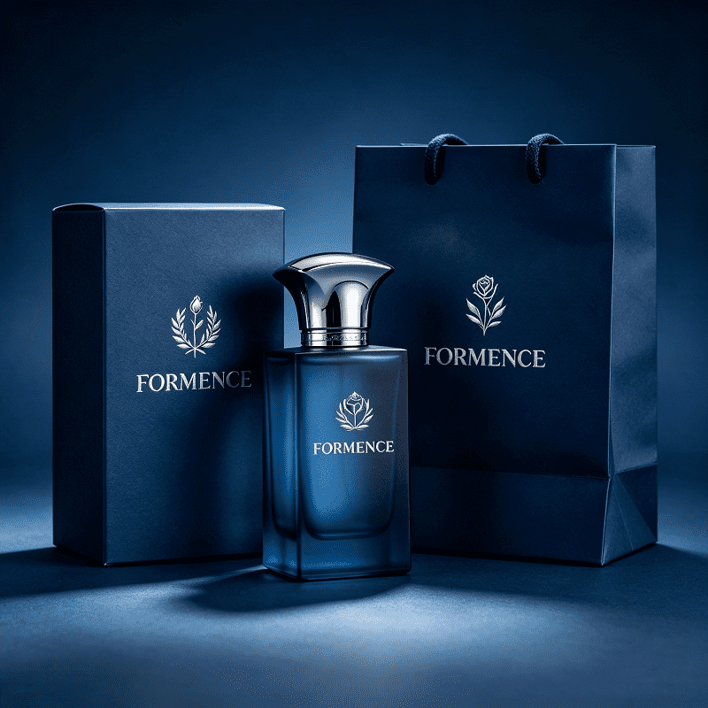 Frascos de vidrio rectangulares con pulverizador para perfume de 30 ml, 50 ml y 100 ml con cuello engarzado de 15 mm y logotipo personalizable, con caja personalizable.