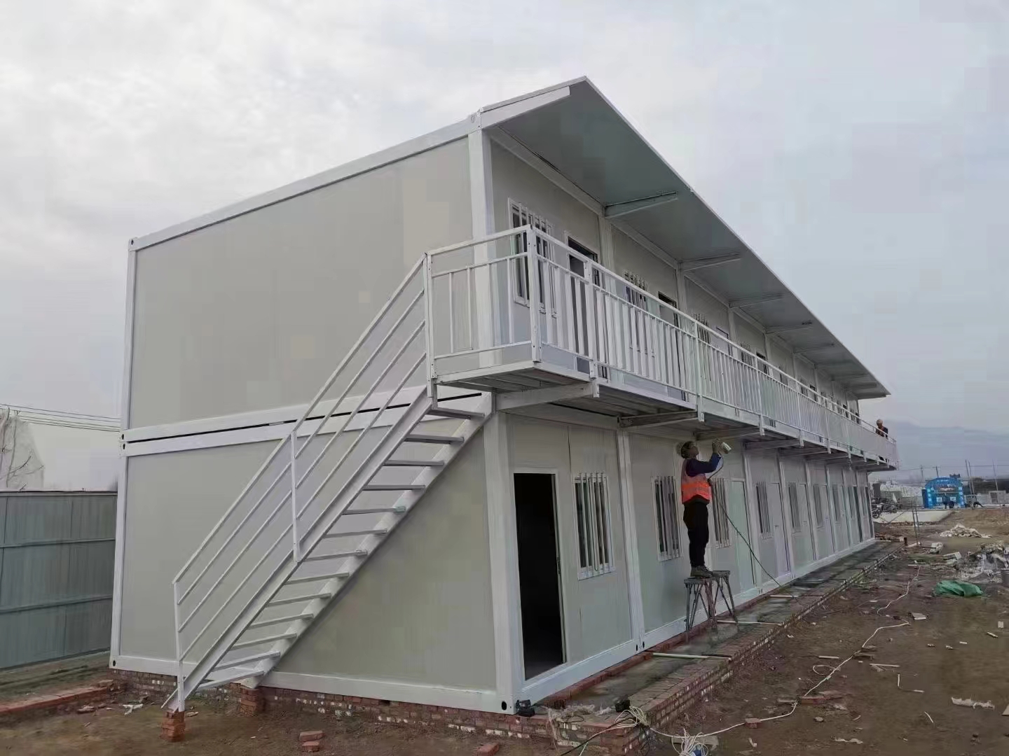 Quick-Assembly Site Office Containers 2 flight stairs