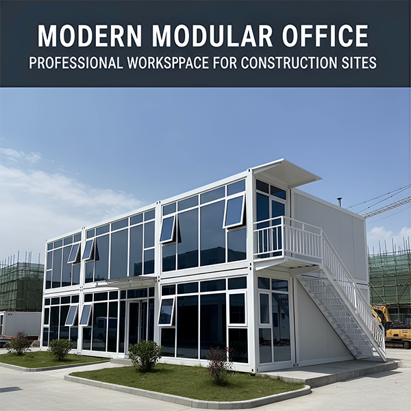 Glass Curtain Wall Container House for Modern Site Offices Modular Prefab Office by Fujian Lanen