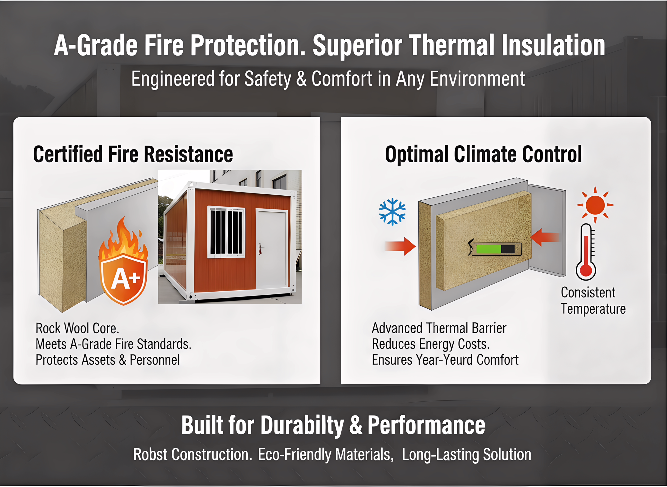 Rock Wool Container House for Dormitory