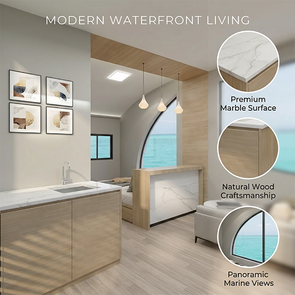 Houseboat Vessel Capsule House for Outdoor Hotel Stays | Modular Prefabricated Water Cabins (15–200㎡)