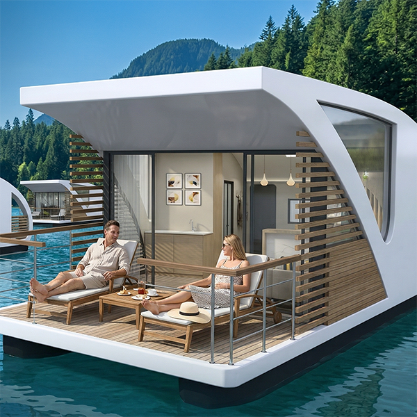 Houseboat Vessel Capsule House for Outdoor Hotel Stays | Modular Prefabricated Water Cabins (15–200㎡)