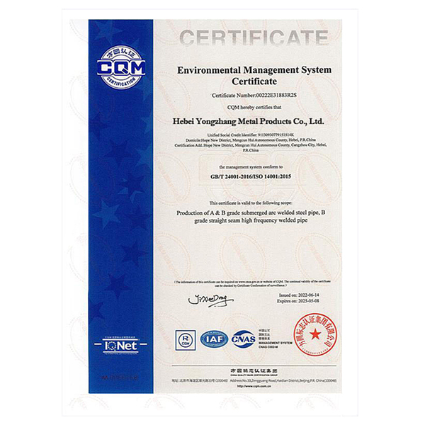 Environmental management system certificate