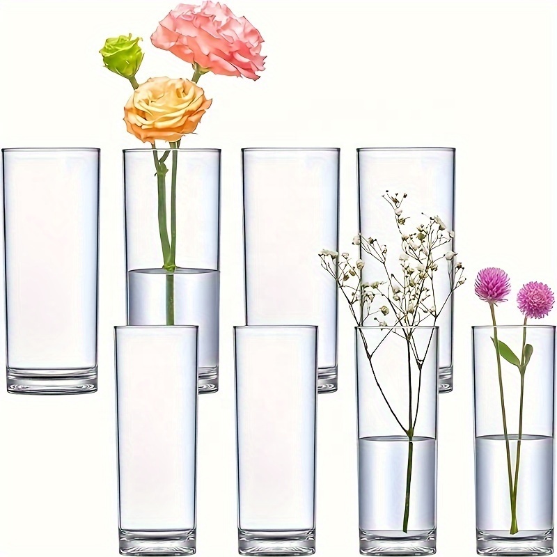 Simple Large Tall Round Clear Glass Bottle Flower Vase