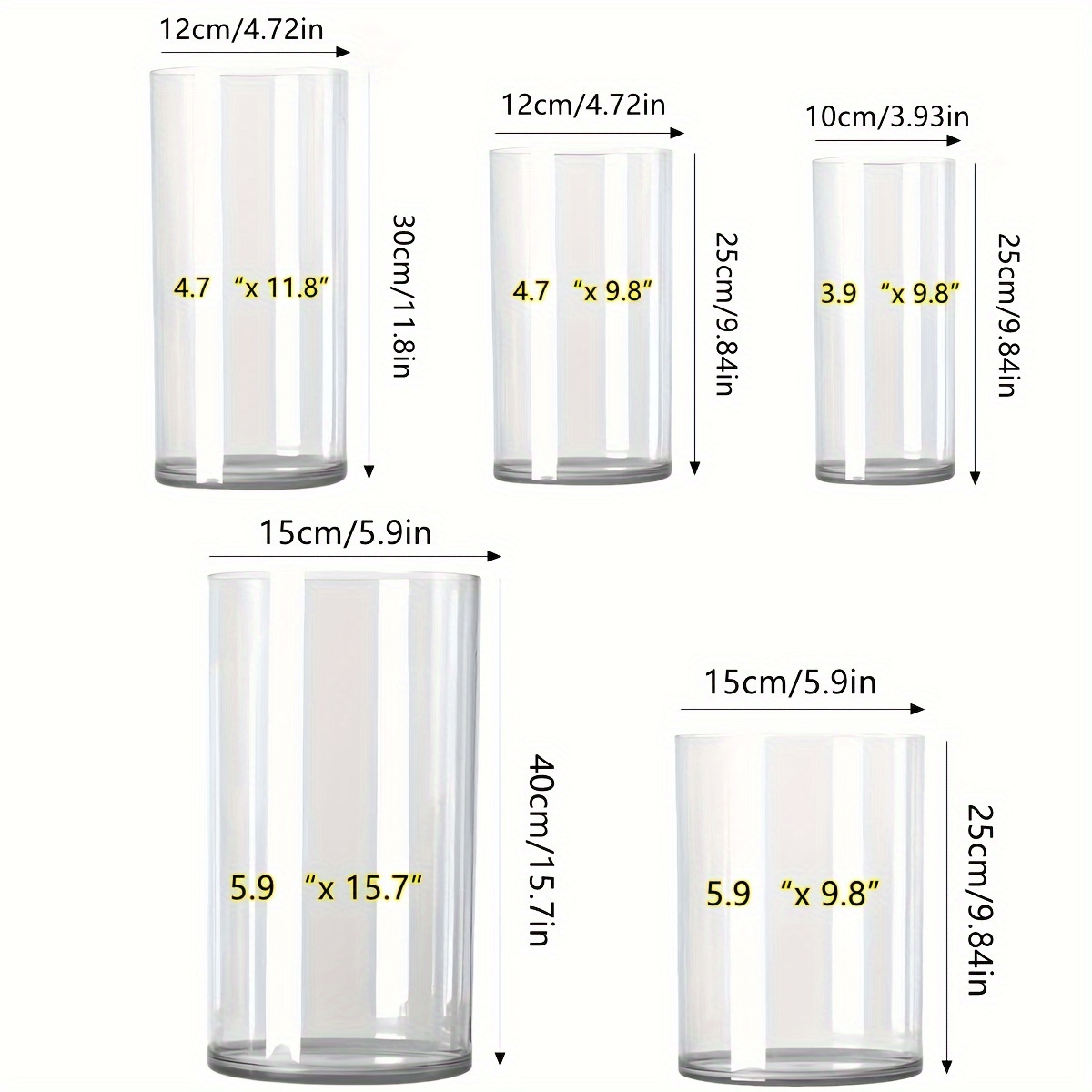 Simple Large Tall Round Clear Glass Bottle Flower Vase