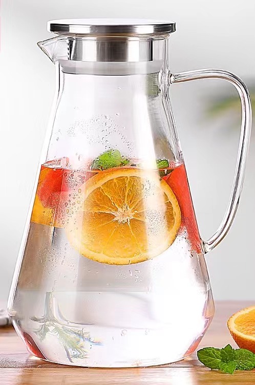 Borosilicate Glass Pitcher With Lid And Handle For Hot Water