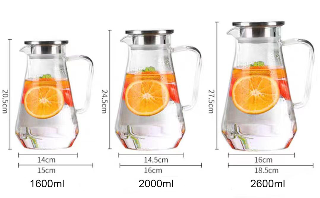 glass pitcher with lid and handle