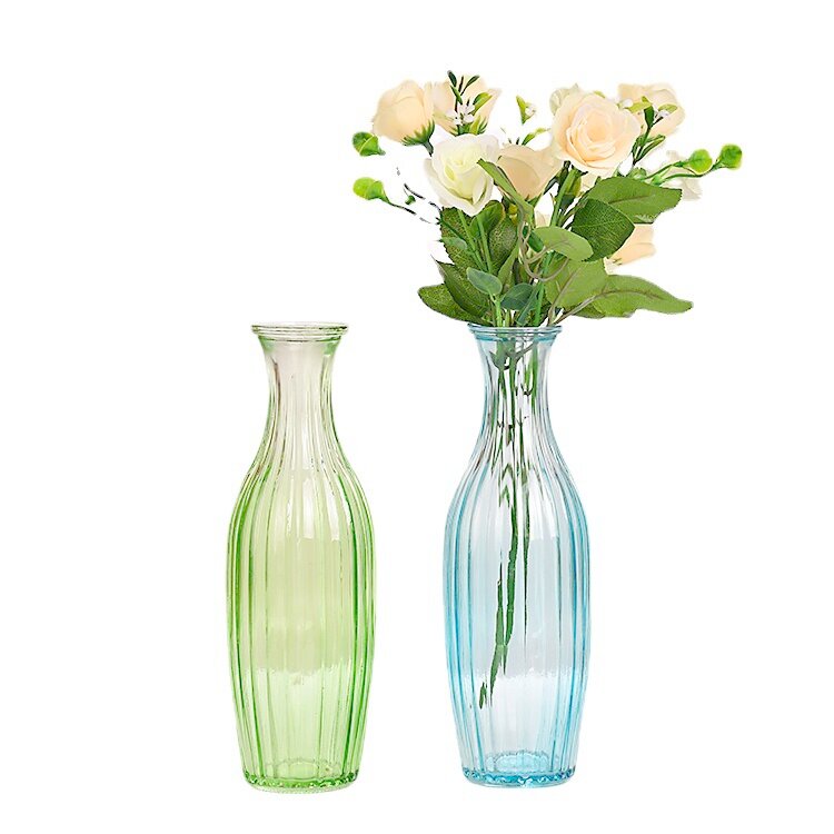 Colored Glass Bottle Trumpet Vases