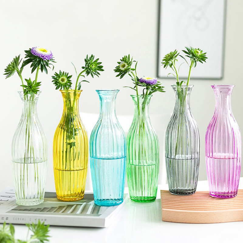 Colored Glass Bottle Trumpet Vases
