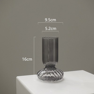 Home Decor Demijohn Fluted Gray Colored Glass Flower Vase