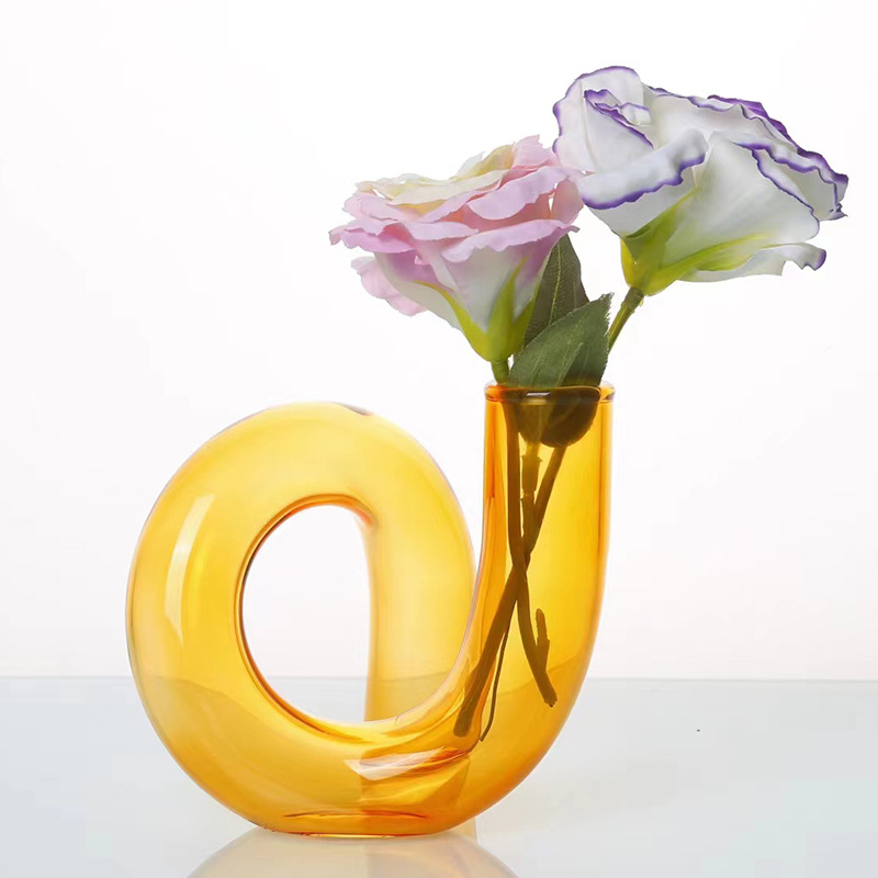 Art Iridescent Small Round Glass Cylinder Vase
