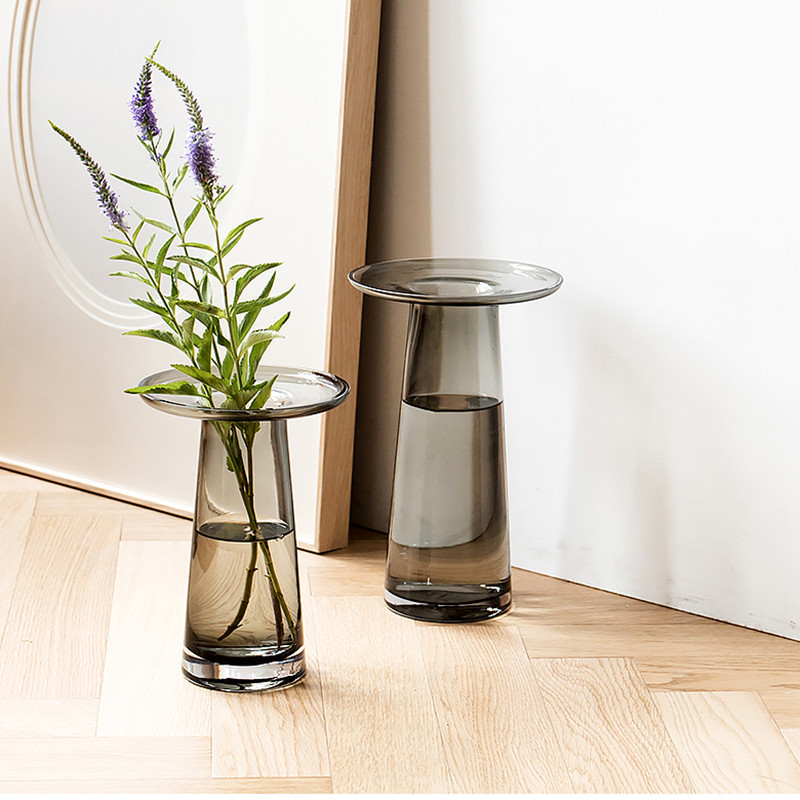 Modern Clear Crystal Flower Cylinder Vase