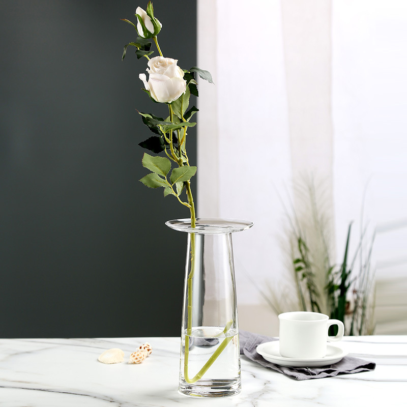 Modern Clear Crystal Flower Cylinder Vase