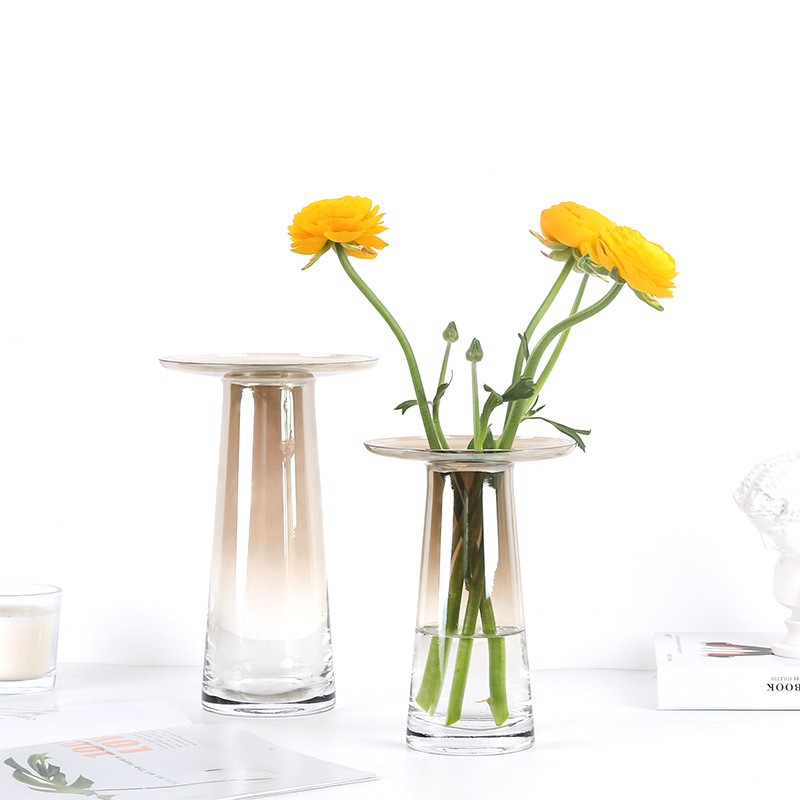 Modern Clear Crystal Flower Cylinder Vase