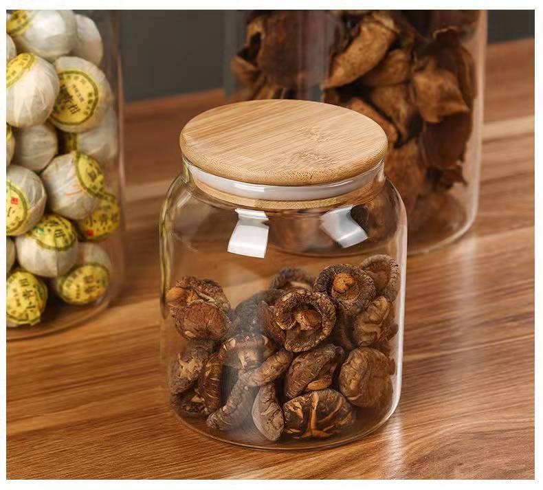 Large Capacity Airtight Glass Kitchen Food Storage Jars With Bamboo Lids