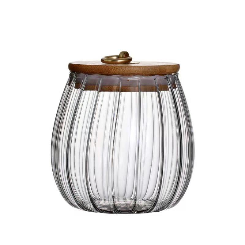 Airtight Glass Candy Coffee Bean Storage Containers With Wood Lid