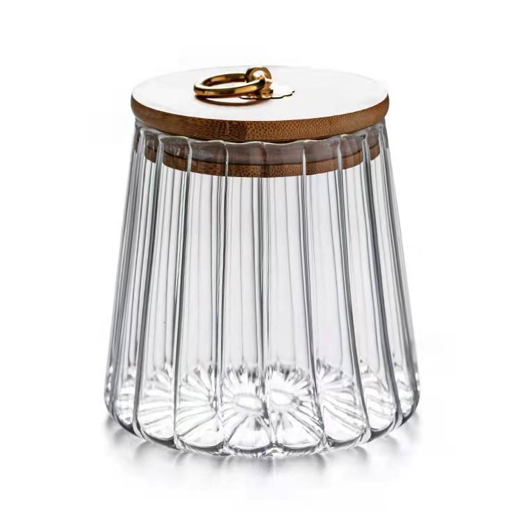 Airtight Glass Candy Coffee Bean Storage Containers With Wood Lid