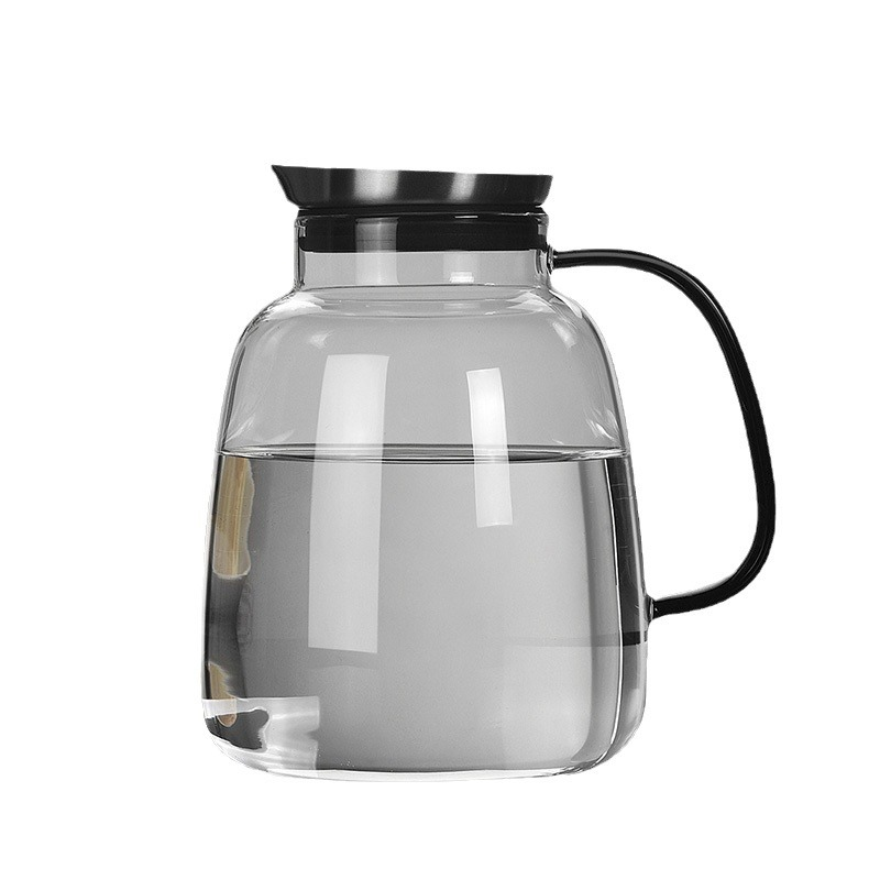 Large Glass Water Iced Tea Jug With Stainless Steel Lid